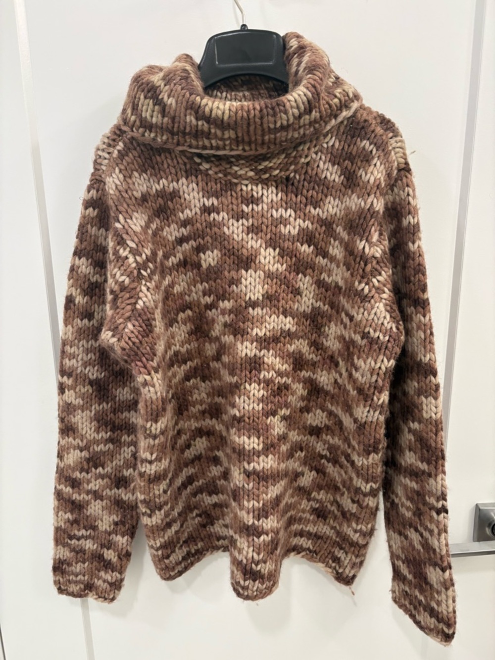 Vintage 90s Liz Claiborne Brown Wool Chunky Knit Turtleneck Sweater Sz M